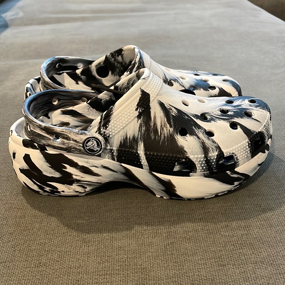 Black and White Marble Crocs Clogs for Sale!